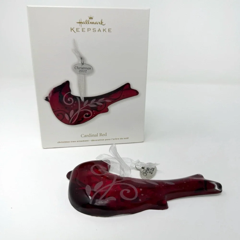 Hallmark Keepsake Cardinal Red Glass Bird Ornament  2012 MIB